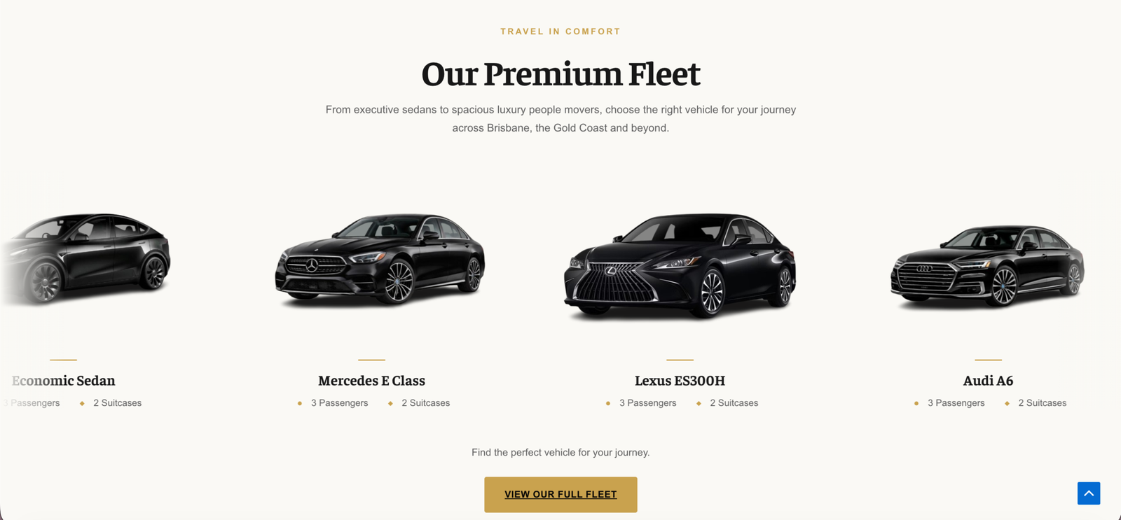 Luxe VIP Transfers premium fleet page designed by MEHLAWEB